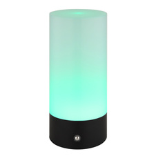 Stolní lampa, černý kov, bílý plast, černý PVC kabel, dotykový spínač a stmívač, RGB měnič barev a fixace barev, bez adaptéru, USB-C - USB-C, IP44, ø: 88mm, V: 190mm, délka kabelu 1000mm, včetně RGBW LED 1,8W 230V, výkon 100lm, barva 2900K.