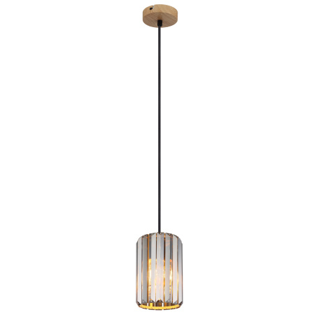 Závěs, kov, vzhled dřeva, krystaly K5 kouřové barvy, textilní kabel černý, ø: 135mm, V: 1200mm, bez žárovky 1xE27, max. 60W 230V