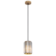 Závěs, kov, vzhled dřeva, krystaly K5 kouřové barvy, textilní kabel černý, ø: 135mm, V: 1200mm, bez žárovky 1xE27, max. 60W 230V
