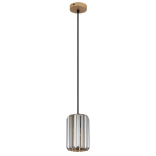 Závěs, kov, vzhled dřeva, krystaly K5 kouřové barvy, textilní kabel černý, ø: 135mm, V: 1200mm, bez žárovky 1xE27, max. 60W 230V