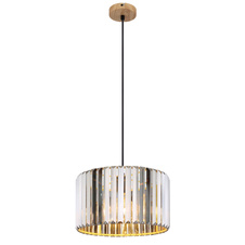 Závěs, kov, vzhled dřeva, K5 krystaly kouřové barvy, textilní kabel černý, ø: 350mm, V: 1200mm, bez žárovky 1xE27, max. 60W 230V