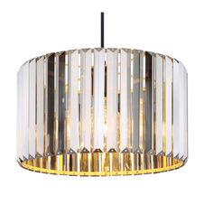 Závěs, kov, vzhled dřeva, K5 krystaly kouřové barvy, textilní kabel černý, ø: 350mm, V: 1200mm, bez žárovky 1xE27, max. 60W 230V