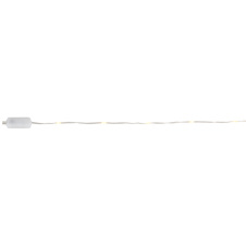 LED pásek, bílý plast, průhledný, tlačítkový vypínač, bez adaptéru, s připojením USB-C, 8 přepínatelných světelných efektů, DxŠxV: 10000x5x4mm, vzdálenost mezi LED 100mm, počet žárovek 100, včetně LED 0,06W 5V, 3000K