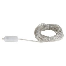 LED pásek, bílý plast, průhledný, tlačítkový a krokový vypínač, RGB změna barvy a fixace, bez adaptéru, s USB-C, 27 přepínatelných světelných efektů, DxŠxV: 10000x5x4mm, vzdálenost mezi LED 100mm, počet žárovek 100, včetně RGB LED 0,06W 5V