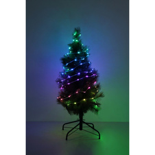 LED pásek, bílý plast, průhledný, tlačítkový a krokový vypínač, RGB změna barvy a fixace, bez adaptéru, s USB-C, 27 přepínatelných světelných efektů, DxŠxV: 10000x5x4mm, vzdálenost mezi LED 100mm, počet žárovek 100, včetně RGB LED 0,06W 5V