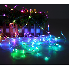 LED pásek, bílý plast, průhledný, tlačítkový a krokový vypínač, RGB změna barvy a fixace, bez adaptéru, s USB-C, 27 přepínatelných světelných efektů, DxŠxV: 10000x5x4mm, vzdálenost mezi LED 100mm, počet žárovek 100, včetně RGB LED 0,06W 5V