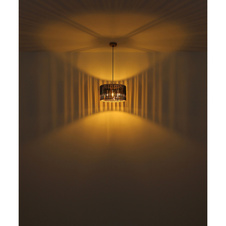 Stojací lampa, kovová, vzhled dřeva, barva K5 kouřové kystaly, černý PVC kabel, nožní vypínač na kabelu, ø: 350mm, V: 1500mm, délka kabelu 1800mm, bez žárovky 1xE27, max. 60W 230V