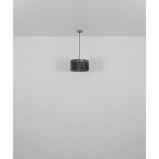 Stojací lampa, kovová, vzhled dřeva, barva K5 kouřové kystaly, černý PVC kabel, nožní vypínač na kabelu, ø: 350mm, V: 1500mm, délka kabelu 1800mm, bez žárovky 1xE27, max. 60W 230V