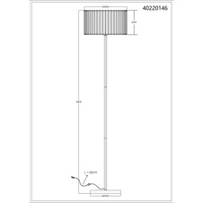 Stojací lampa, kovová, vzhled dřeva, barva K5 kouřové kystaly, černý PVC kabel, nožní vypínač na kabelu, ø: 350mm, V: 1500mm, délka kabelu 1800mm, bez žárovky 1xE27, max. 60W 230V
