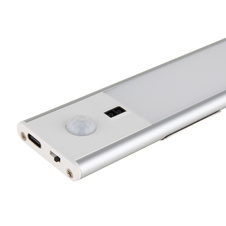 Světlo pod skříňku, hliník stříbrný, plast bílý, bez adaptéru, USB-A - USB-C, senzor, magnet, stmívání pohybem ruky, doba nabíjení cca 2 hod. DxŠxV: 400x40x10mm, kabel 500mm, LED 2,5W 230V 200lm 4000K
