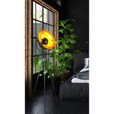 Stojací lampa, kovová černá, kovová zlatá matná, nožní vypínač v kabelu, otočná/náklonná, ø: 560mm, V: 1530mm, bez žárovky 1xE27, max. 40W 230V