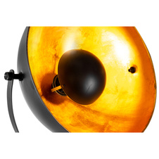 Stojací lampa, kovová černá, kovová zlatá matná, nožní vypínač v kabelu, otočná/náklonná, ø: 560mm, V: 1530mm, bez žárovky 1xE27, max. 40W 230V
