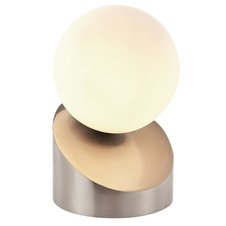 Stolní lampa, kovový kartáčovaný nikl, dotykové zapínání/vypínání, ø: 100mm, V: 160mm, včetně 1x G9 LED 3W 230V, zdroj 330lm, výkon 275lm, 3000K