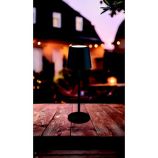 Stolní lampa, kov černý matný, plast bílý, dotykové zapnutí/vypnutí, plynulá regulace dotykového stmívání, bez adaptéru, včetně USB kabelu, USB-C - USB-C, IP44, nabíjení 4h, svítí 6h, ø: 85mm, V: 280mm, LED 1,2W 230V, výkon 50lm, CCT 3000/6000/4000K