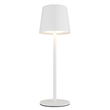 Stolní lampa, kov bílý matn, plasto bílý, plynule nastavitelný dotykový stmívač, bez adaptéru, včetně USB kabelu, USB-C - USB-C, IP44, nabíjí se 4h, svítí 6h, ø: 85mm, V: 280mm, LED 1,2W 230V, výkon 50lm, CCT 3000/6000/4000K