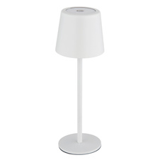 Stolní lampa, kov bílý matn, plasto bílý, plynule nastavitelný dotykový stmívač, bez adaptéru, včetně USB kabelu, USB-C - USB-C, IP44, nabíjí se 4h, svítí 6h, ø: 85mm, V: 280mm, LED 1,2W 230V, výkon 50lm, CCT 3000/6000/4000K