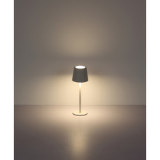 Stolní lampa, kov bílý matn, plasto bílý, plynule nastavitelný dotykový stmívač, bez adaptéru, včetně USB kabelu, USB-C - USB-C, IP44, nabíjí se 4h, svítí 6h, ø: 85mm, V: 280mm, LED 1,2W 230V, výkon 50lm, CCT 3000/6000/4000K