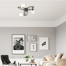 Stropní svítidlo, kov imitace rzi, sklo alabastr, ø: 500 mm, V: 140 mm, bez žárovek 3xE14, max. 40W 230V