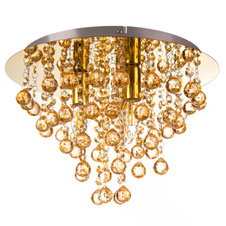 Stropní svítidlo, kov zlatý, ø: 380 mm, V: 260 mm, bez žárovek 3xE14, max. 6W LED 230V