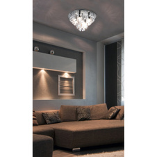 Stropní svítidlo, kov chrom, ø: 460 mm, V: 260 mm, bez žárovek 5xE14, max. 40W 230V