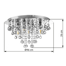 Stropní svítidlo, kov chrom, ø: 460 mm, V: 260 mm, bez žárovek 5xE14, max. 40W 230V