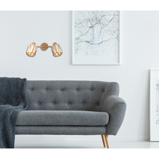 Nástěnné svítidlo, kov imitace dřeva, K5 kouřové křišťály, nastavitelné bodovkyDxŠxV: 330x90x150mm, bez žárovek 2xE14, max. 40W 230V