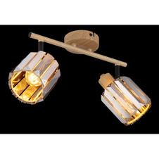 Nástěnné svítidlo, kov imitace dřeva, K5 kouřové křišťály, nastavitelné bodovkyDxŠxV: 330x90x150mm, bez žárovek 2xE14, max. 40W 230V