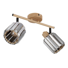 Nástěnné svítidlo, kov imitace dřeva, K5 kouřové křišťály, nastavitelné bodovkyDxŠxV: 330x90x150mm, bez žárovek 2xE14, max. 40W 230V