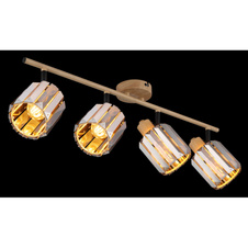 Nástěnné svítidlo, kov imitace dřeva, K5 kouřové křišťály, nastavitelné bodovky, DxŠxV: 640x90x150mm, bez žárovek 4xE14, max. 40W 230V