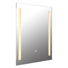 Zrcadlo, chrom, saténové sklo, dotykové zapnutí/vypnutí, plynulý dotykový stmívač, paměťová funkce, IP44, šxv: 500x610mm, v: 25mm, včetně LED 12W 230V, zdroj 280-1200lm, výkon 100-650lm, 3000K
