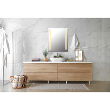 Zrcadlo, chrom, saténové sklo, dotykové zapnutí/vypnutí, plynulý dotykový stmívač, paměťová funkce, IP44, šxv: 500x610mm, v: 25mm, včetně LED 12W 230V, zdroj 280-1200lm, výkon 100-650lm, 3000K