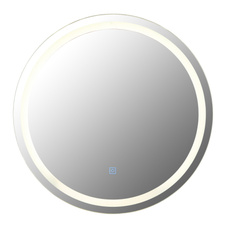 Zrcadlo, plast satenový, dotykové zapnutí/vypnutí, stmívatelné, plynulý dotykový stmívač, paměťová funkce, ø: 550 mm, V: 24 mm, včetně LED 10W 230V, zdroj 210-803lm, výkon 100-600lm, 4000K