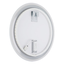 Zrcadlo, plast satenový, dotykové zapnutí/vypnutí, stmívatelné, plynulý dotykový stmívač, paměťová funkce, ø: 550 mm, V: 24 mm, včetně LED 10W 230V, zdroj 210-803lm, výkon 100-600lm, 4000K