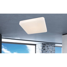 Stropní svítidlo, kov bílý, plast bílý, třpytivý efekt, IP44, DxŠxV:38x38x8cm, včetně 1xLED 24W 230V, 2532lm zdroj, 1650lm výstup, 4000K