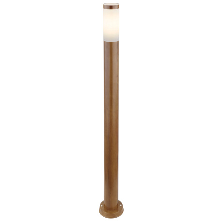 Venkovní svítidlo, ocel ve vzhledu dřeva, plast opál, IP44, Ø13cm, V:110cm, bez žárovky 1xE27, max. 23W 230V