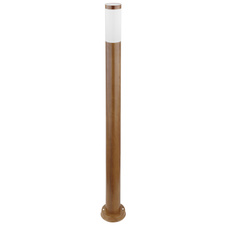 Venkovní svítidlo, ocel ve vzhledu dřeva, plast opál, IP44, Ø13cm, V:110cm, bez žárovky 1xE27, max. 23W 230V