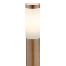 Venkovní svítidlo, ocel ve vzhledu dřeva, plast opál, IP44, Ø13cm, V:110cm, bez žárovky 1xE27, max. 23W 230V