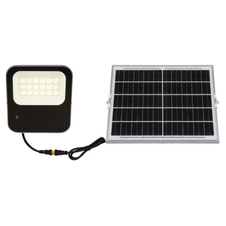 Solární svítidlo hliníkové šedé, sklo čiré, černé, stmívatelné, časovač, dálk. ovládání, vč. dobíjecí baterie 10000mAh 3,2V, vč. baterie 2xAAA, IP65, DxŠxH:190x219x155mm, kabel 3m, panel 35x29cm, vč. LED 5W 3,2V, výstup 800lm, 3000K