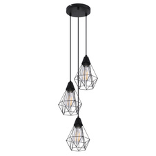 Závěsné svítidlo, kov černý matný, kov černý, PVC kabel černý, Ø29cm, V:120cm, bez žárovek 3xE27, max. 60W 230V