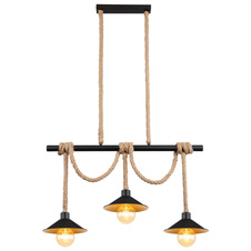 Závěsné svítidlo, kov černý a zlatý, lano, DxŠxV: 83x22x120cm, bez žárovek 3xE27, max. 60W 230V