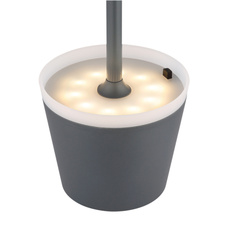 Solární svítidlo, kov antracit, plast černý, plast antracit, plast satinovaný, vypínač, včetně baterií CR18650 1200mAh, IP44, Ø:110mm, V:410mm, 2 tyče, 2 nastavení výšky, 41cm nebo 26cm, včetně 10xLED 3V, 50lm výstup, 3000K