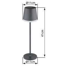 Solární svítidlo, kov antracit, plast černý, plast antracit, plast satinovaný, vypínač, včetně baterií CR18650 1200mAh, IP44, Ø:110mm, V:410mm, 2 tyče, 2 nastavení výšky, 41cm nebo 26cm, včetně 10xLED 3V, 50lm výstup, 3000K