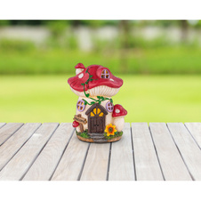 Barevné plastové solární svítidlo, hřib - domek, vypínač, dobíjecí baterie součástí balení AA 200mAh 1,2V, IP44, DxŠxV:155x122x190mm, vč.LED 0,06W 3V, 3000K