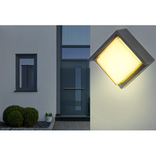 Venkovní svítidlo, hliník antracit, plast opál satinovaný, IP54, ŠxV: 16x16cm, H:10cm, včetně 1xLED 12W 230V, zdroj 1214lm, výstup 579lm, 3000K