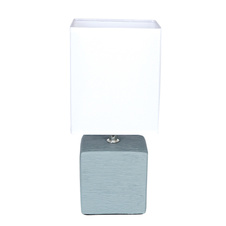 Stolní lampa, keramika šedá, textil bílý, kabel 1,2m, vypínač, DxŠxV: 13x11x29cm, bez zdroje 1xE14, max. 40W 230V.