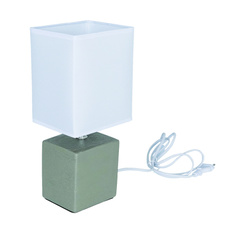 Stolní lampa, keramika hnědá, textil bílý, kabel 1,2m, vypínač, DxŠxV: včetně 13x11x29cm, bez zdroje 1xE14, max. 40W 230V.
