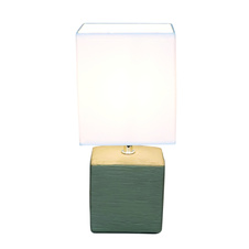 Stolní lampa, keramika hnědá, textil bílý, kabel 1,2m, vypínač, DxŠxV: včetně 13x11x29cm, bez zdroje 1xE14, max. 40W 230V.