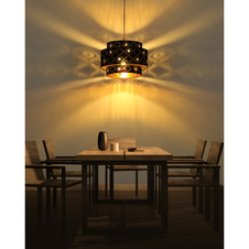 Závěsné svítidlo, kov černý, textil černý, akrylové křišťály průhledné, stínítko uvnitř zlaté, Ø40cm, V:140cm, bez žárovky 1xE27, max. 60W 230V