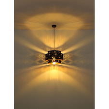 Závěsné svítidlo, kov černý, textil černý, akrylové křišťály průhledné, stínítko uvnitř zlaté, Ø40cm, V:140cm, bez žárovky 1xE27, max. 60W 230V