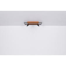 Nástěnné svítidlo, kov černý, kov vzhled dřeva, plast opál, ŠxV: 26x12cm, H:12cm, včetně LED 8W 230V, 800lm zdroj, 500lm výstup, 3000K, bez žárovky 1x GU10 LED 12W 230V